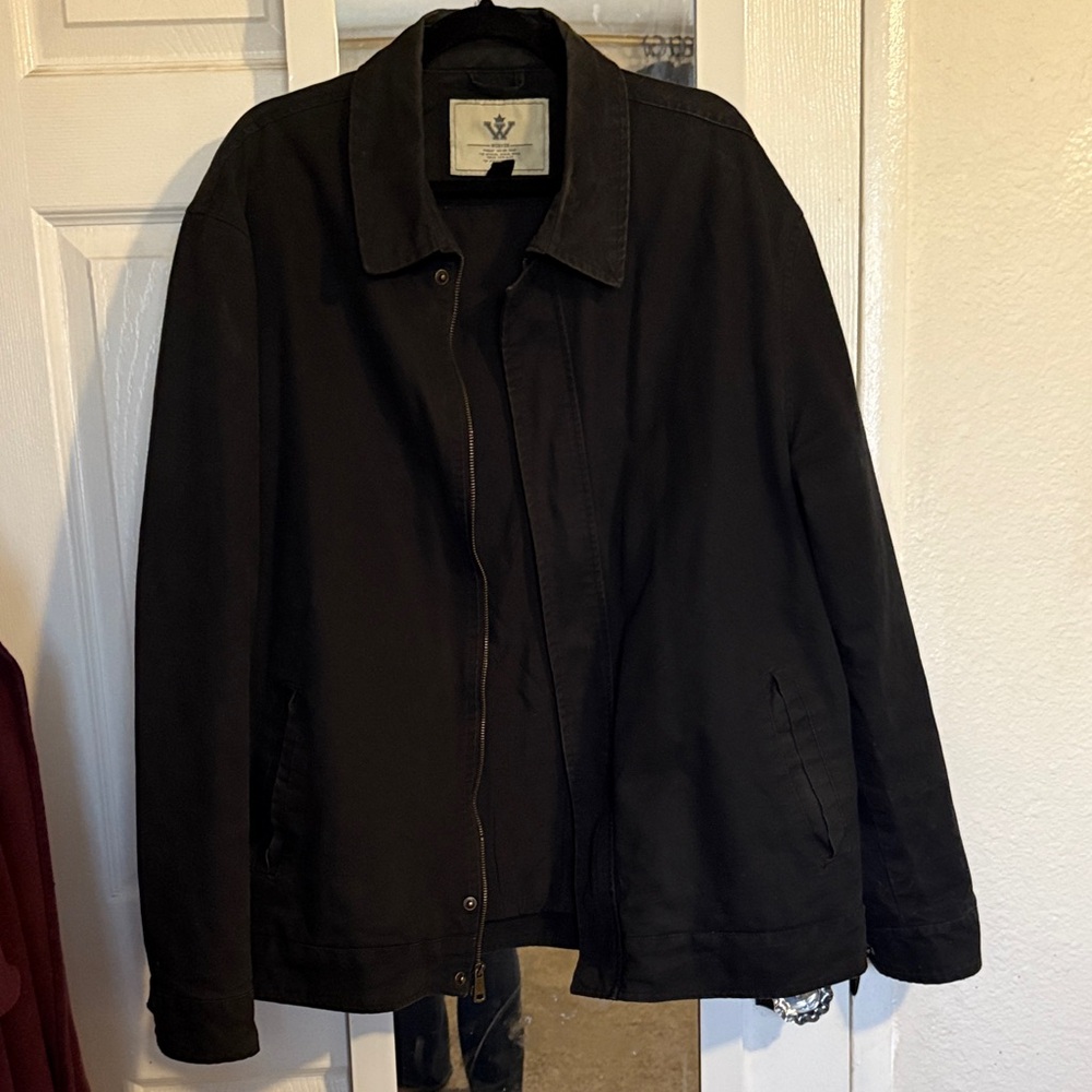 Wenven Men's Black Canvas Jacket 2XL
